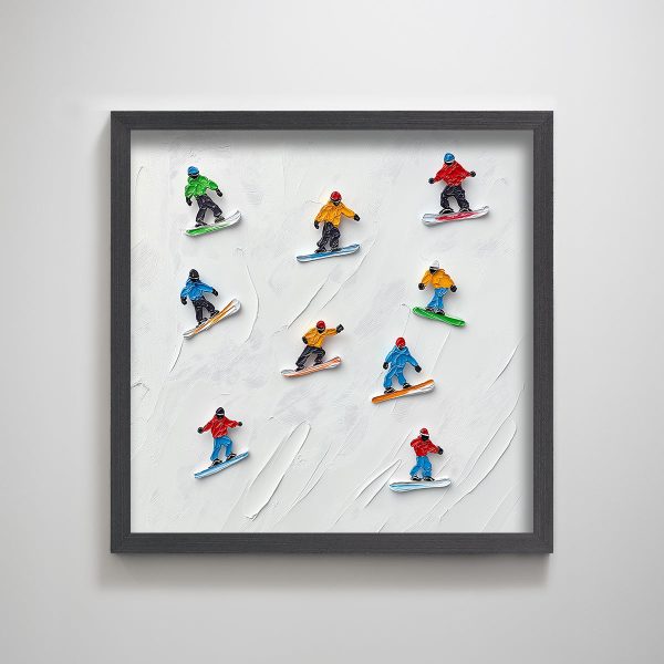 Abstract Skiing Snow Board Winter Christmas Thanksgiving Gift Textured Print Wall Art - Image 3