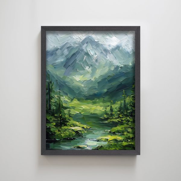 Green Forest Thick Impasto Textured Art Print Landscape Wall Decor Minimal - Image 3