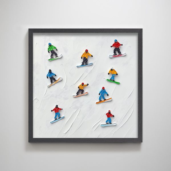 Abstract Skiing Snow Board Winter Christmas Thanksgiving Gift Textured Print Wall Art