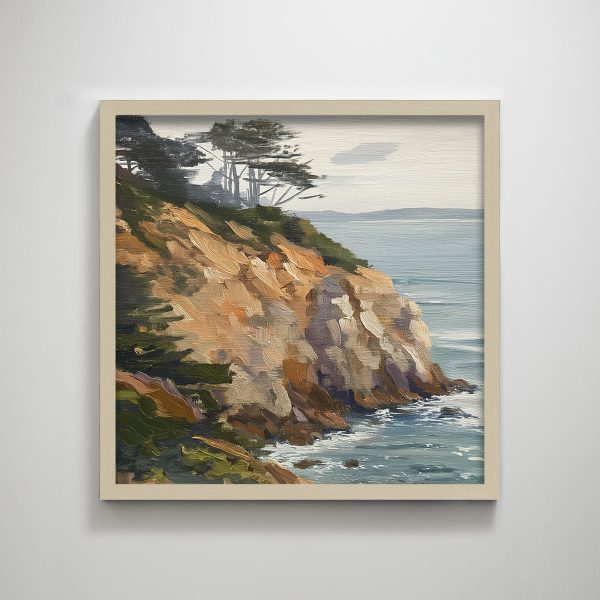 Original Landscape Decorative Painting Lonely Coastline Texture Print for Home Decor Wall Decor - Image 3