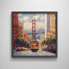 San Francisco Cable Car Golden Gate Bridge embroidery textured art print punch needle California wall decor - Image 6