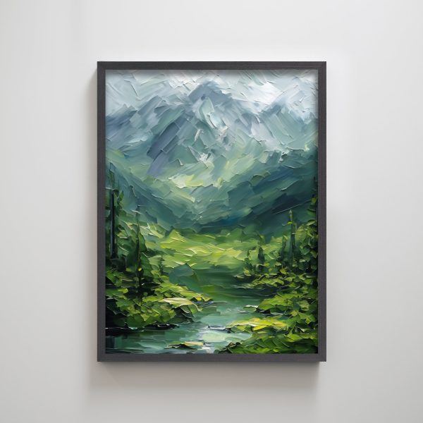 Green Forest Thick Impasto Textured Art Print Landscape Wall Decor Minimal - Image 4