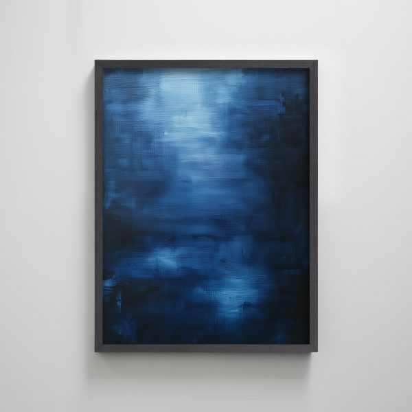 Abstract Dark Blue Ocean Lake Sea Navy Minimal Texture Art Print Modern Wall Art Decor for Living Room