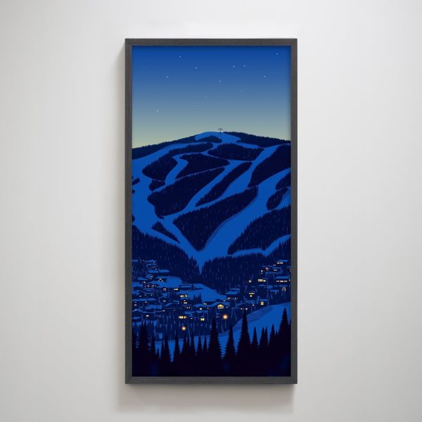 Snow Mountain Village Night Decorative Painting Minimal Texture Print Art Wall Decor - Image 3