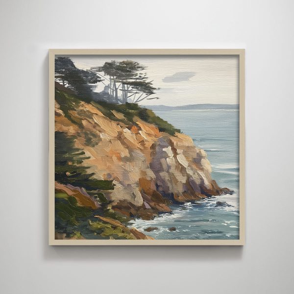 Original Landscape Decorative Painting Lonely Coastline Texture Print for Home Decor Wall Decor