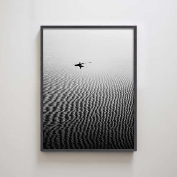 Fishing Zen Lake Landscape Minimal Abstract Wall Decor Art Textured Print - Image 2