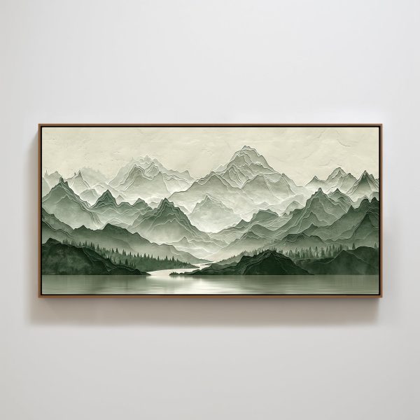 Natural Mountain Landscape Decorative Painting Green Mountain Texture Printing Decorative Wall Art