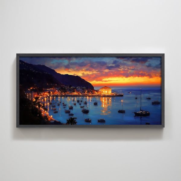 Nature Landscape Home Decor Painting Catalina Island Night Texture Print Wall Art Decorations - Image 2