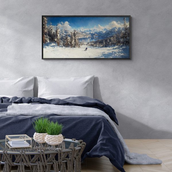 Lake Tahoe Skiing Snow Mountain Textured Art Print Wall Decor Winter Landscape Christmas Thanksgiving - Image 7