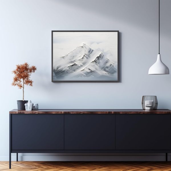 Snow Mountain Textured Print Wabi Sabi Minimalism Nature Hiking Printing Wall Art - Image 2