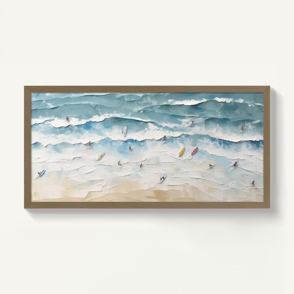 Beach Ocean Landscape Textured Art Print Vacation Inspired Wall Decor for Living Room Relaxing Vibes