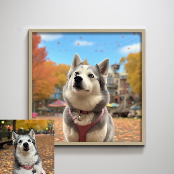 Customized Husky Dog Portrait Textured Art Print Wall Decor