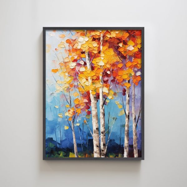 Abstract Autumn Tree Textured Art Print Wall Decor for Living Room Seasonal Wall Decorations