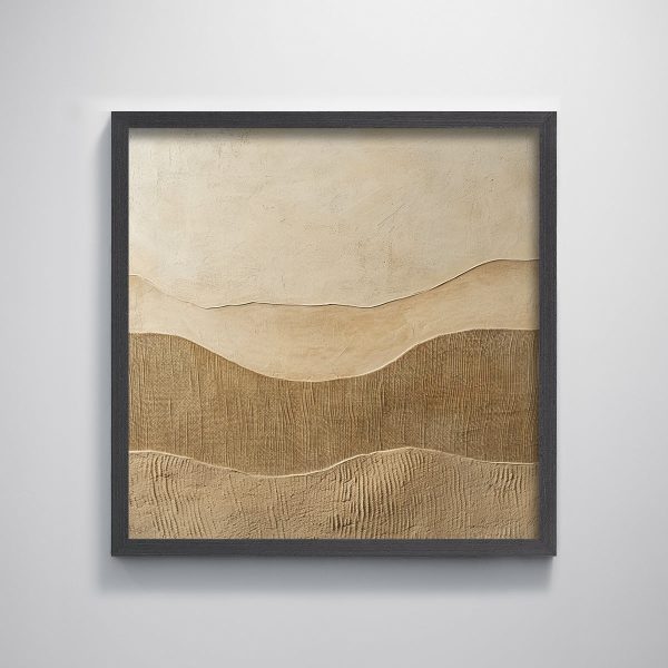 Original Framed Beige Minimalist Painting Texture Print Gradient Color Artwork Abstract Modern Art Home Decor - Image 2