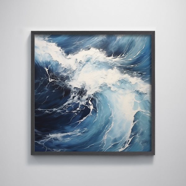 Modern Minimalist Home Decoration Painting Blue Ocean Sea Wave Textured Art Print Wall Painting for Decoration