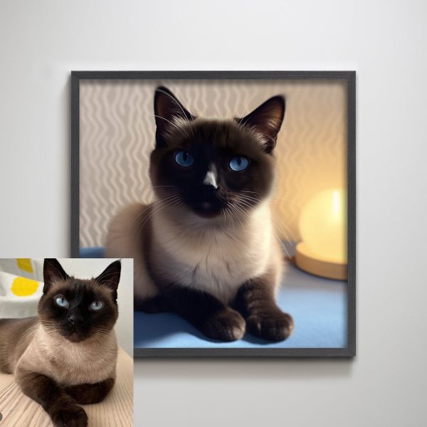 Customized Siamese Cat Portrait Textured Art Print Wall Decor for Living Room Feline Friends