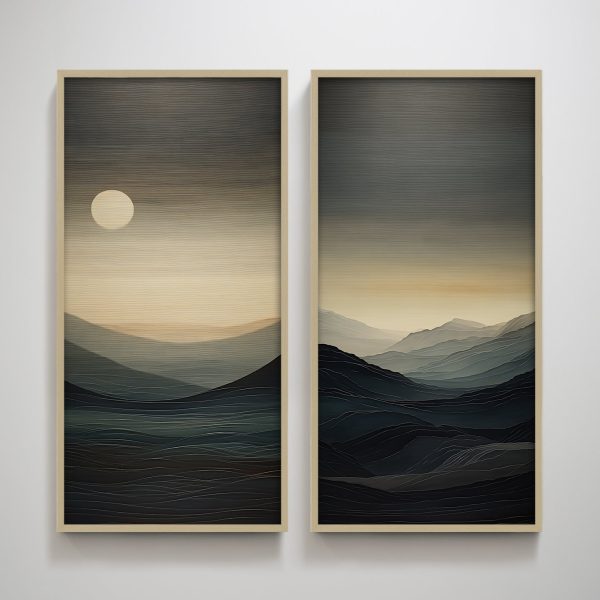 Sunset & Dawn Abstract Wabi Sabi Vertical Wall Art Print Wall Decoration Painting for Living Room