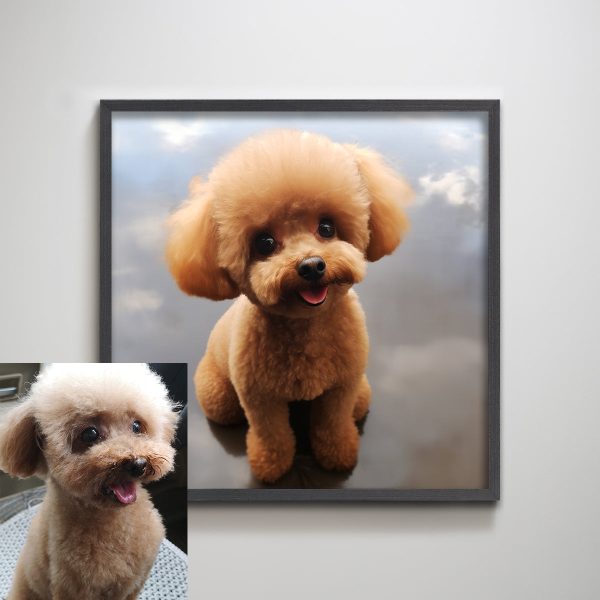 Customized Poodle Dog Portrait Textured Art Print Wall Decor for Living Room Pet Portrait Decor