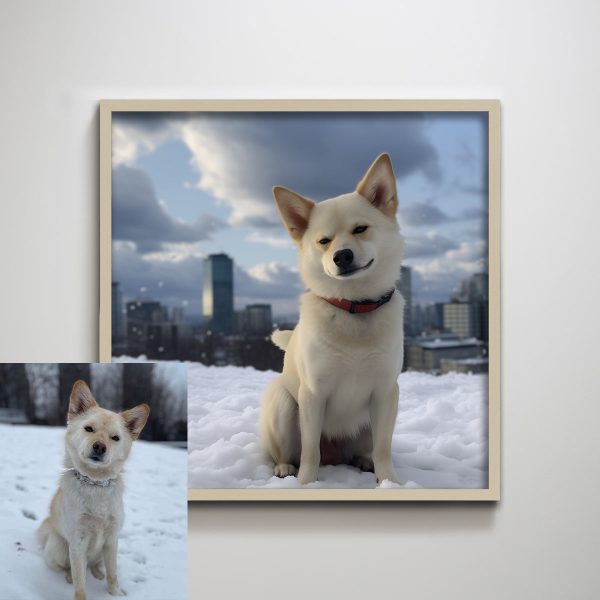 Customized Korean Jindo Dog Portrait Textured Art Print Wall Decor for Living Room Dog Lovers