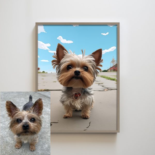 Customized Yorkshire Dog Portrait Textured Art Print Wall Decor for Living Room Pet Lovers