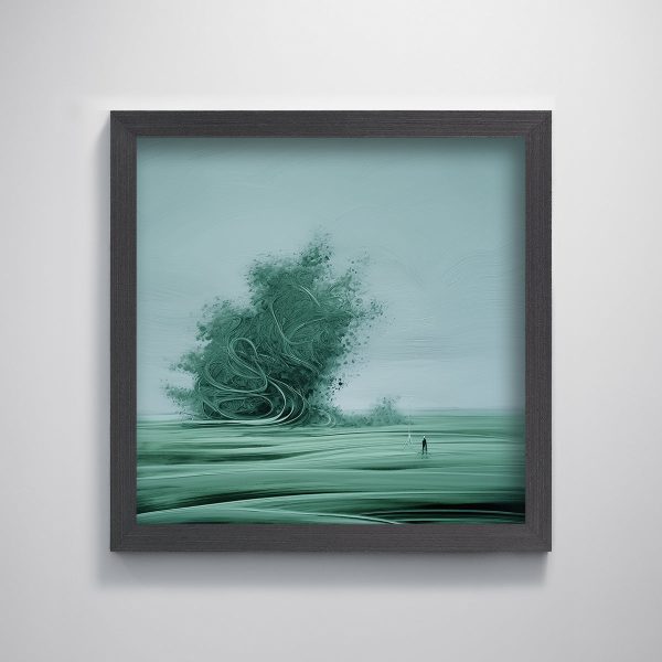 Moody Landscape Dreamy Grassland Sky Tornado Green Textured Printing Wall Art - Image 3