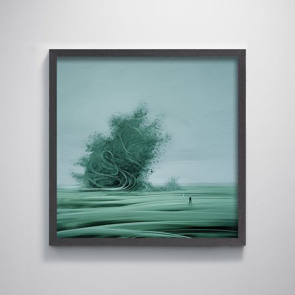 Moody Landscape Dreamy Grassland Sky Tornado Green Textured Printing Wall Art - Image 2