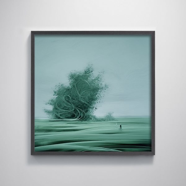 Moody Landscape Dreamy Grassland Sky Tornado Green Textured Printing Wall Art