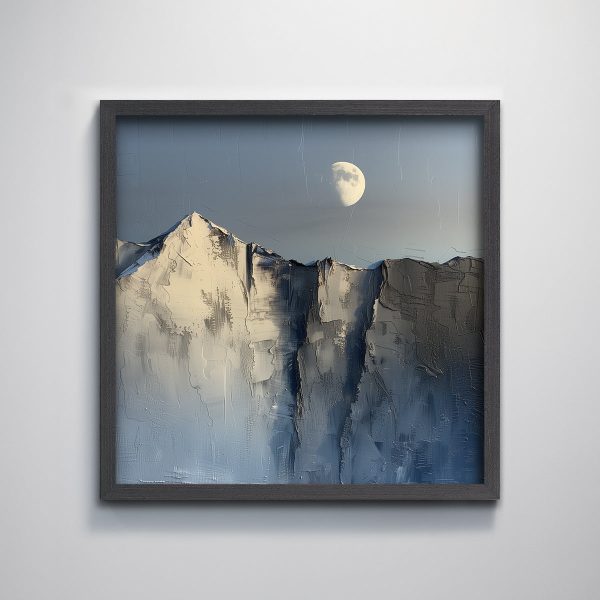 Mountain Moon Landscape Textured Art Print Minimalist Wall Decor for Living Room Natural Vibes - Image 2