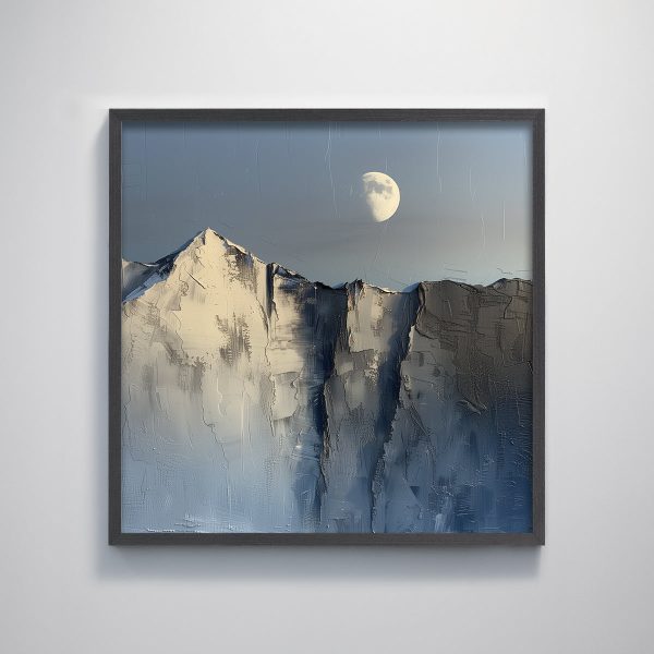Mountain Moon Landscape Textured Art Print Minimalist Wall Decor for Living Room Natural Vibes - Image 3