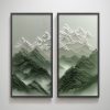 Overcast Green Mountain Pair Textured Vertical Wall Art Print Wall Decoration for Living Room - Image 10
