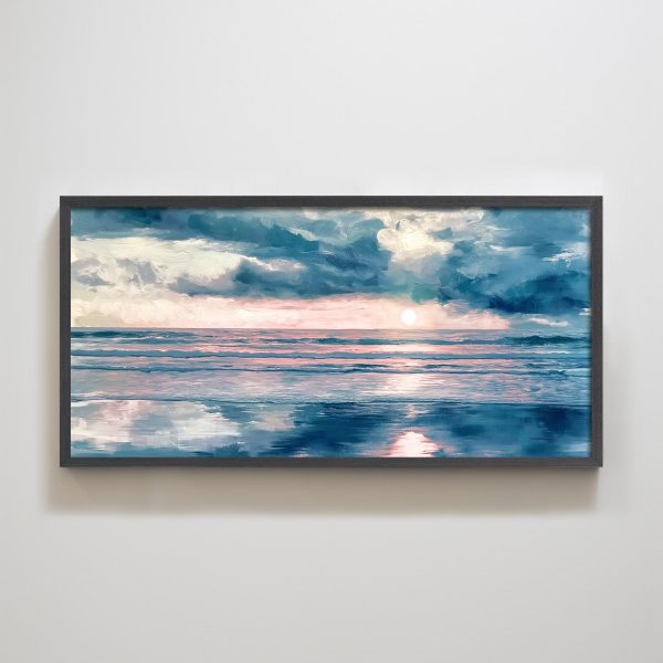 Ocean Sunset Seascape Nature Landscape Textured Art Print