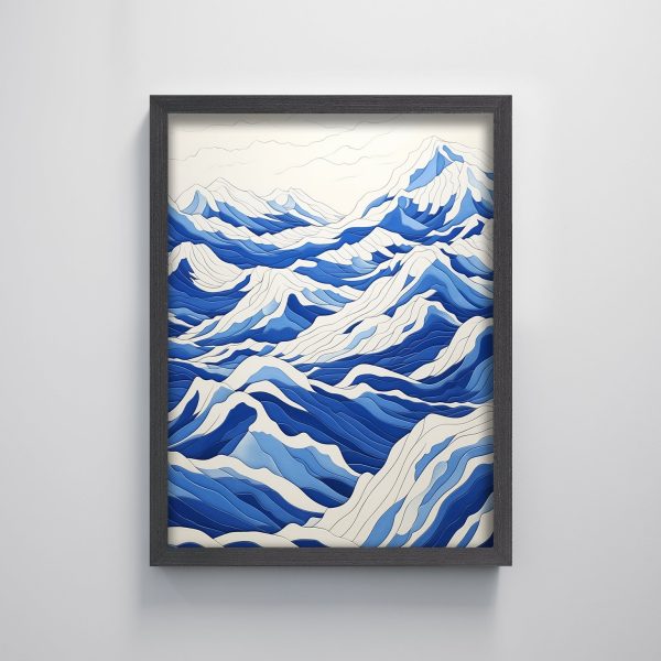 Modern Abstract Decorative Painting Blue Ocean Waves Texture Print Wall Painting Decoration Home - Image 3