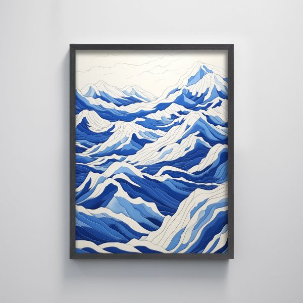 Modern Abstract Decorative Painting Blue Ocean Waves Texture Print Wall Painting Decoration Home - Image 2