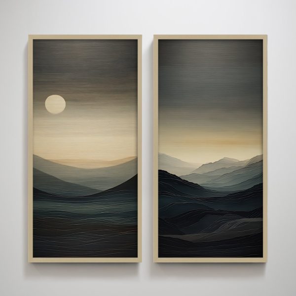 Sunset & Dawn Abstract Wabi Sabi Vertical Wall Art Print Wall Decoration Painting for Living Room - Image 6