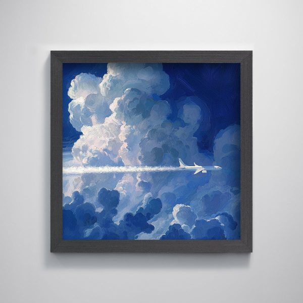 Flight in the Sky Airplane Textured Art Print Modern Wall Decor for Living Room Travelers - Image 3