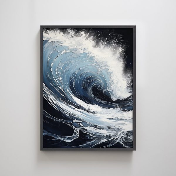 Framed Ocean Wall Art Texture Blue Wave Painting Abstract Ocean Landscape Beach Home Decor Wall Painting Modern Designs