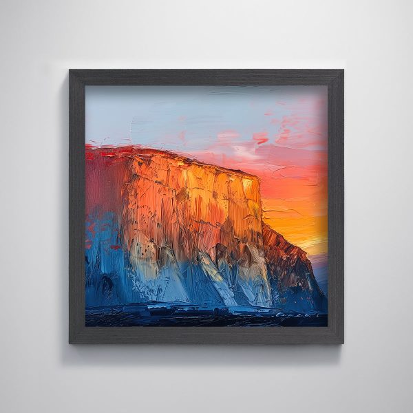 Textured Abstract El Capitan Yosemite Landscape yellow Sunset Mountain Wall Art - Image 3