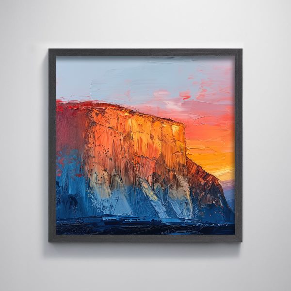 Textured Abstract El Capitan Yosemite Landscape yellow Sunset Mountain Wall Art - Image 2