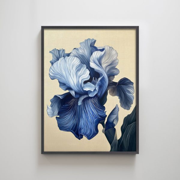 Abstract Minimalist Texture Decorative Painting Blue Flower Painting for Wall Decoration