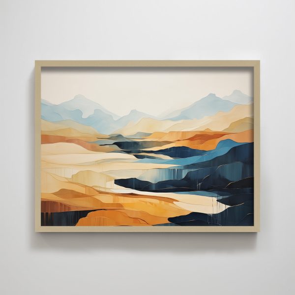 Abstract Golden Mountain Valley and River Texture Art Print Modern Wall Art for Living Room Decoration - Image 2