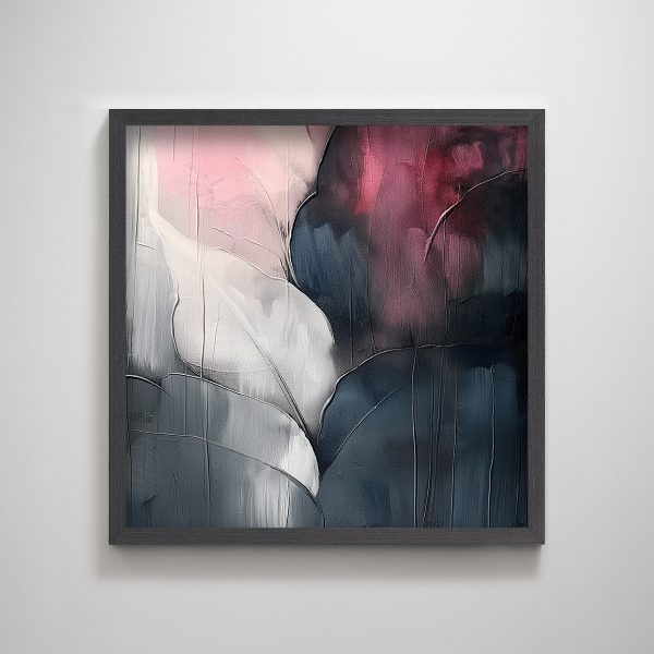 Modern Abstract Decorative Painting Pink Grey Plants Framed Painting for Wall Decoration - Image 2