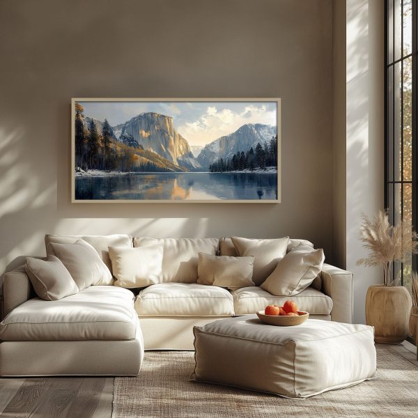 El Capitan Yosemite California Beige Horizontal Texture Print Modern Living Room Wall Decor - Image 2