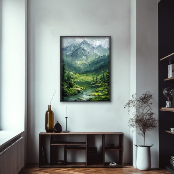 Green Forest Thick Impasto Textured Art Print Landscape Wall Decor Minimal - Image 2