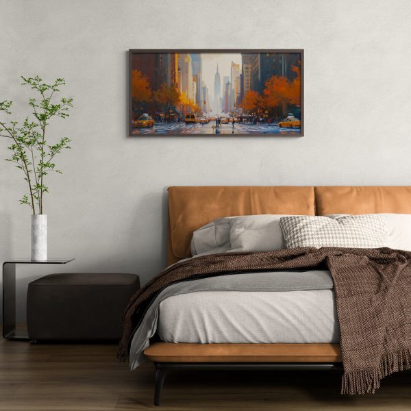 New York City Autumn Avenue Empire State Buildings Textured Art Print Wall Art Decor for Living Room - Image 5