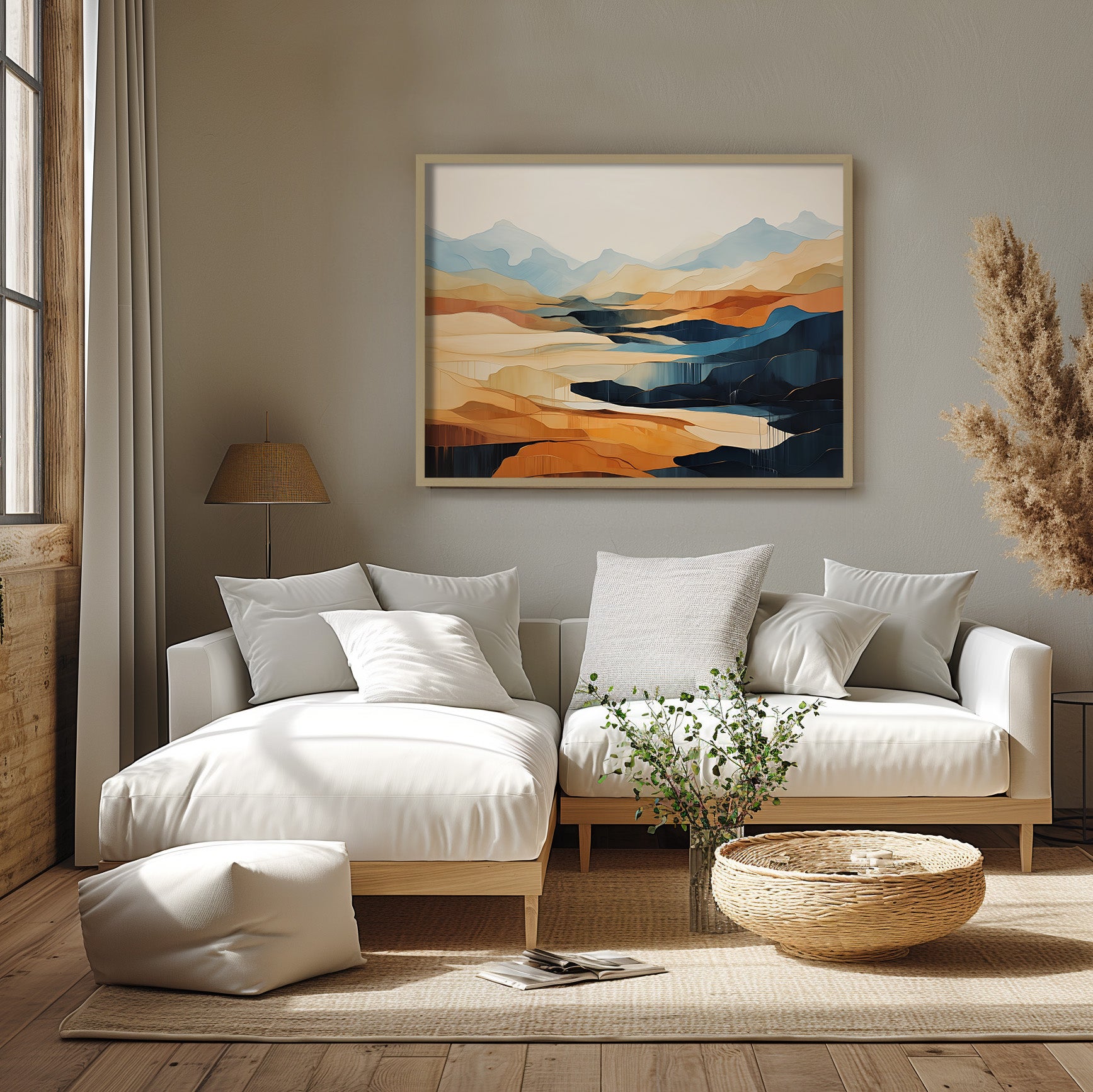 Textured Landscape Mountain Abstract Minimal Art Print Nature Wall Art Earth Tone - Image 2