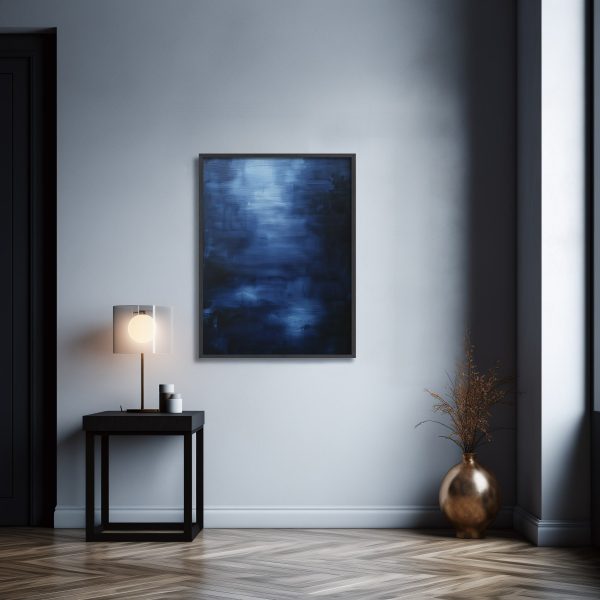 Abstract Dark Blue Ocean Lake Sea Navy Minimal Texture Art Print Modern Wall Art Decor for Living Room - Image 2