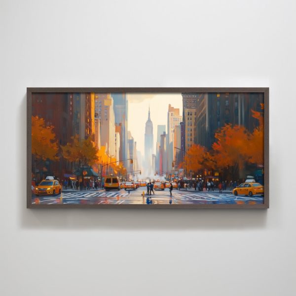 New York City Autumn Avenue Empire State Buildings Textured Art Print Wall Art Decor for Living Room - Image 6