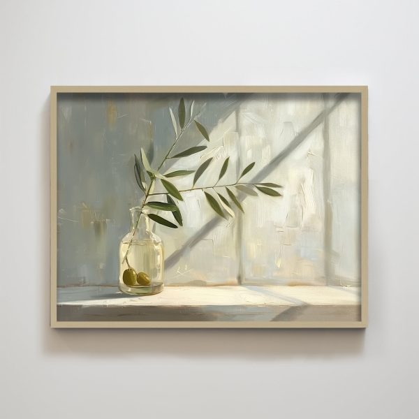 Modern Abstract Decorative Painting Olive Leaf Vase Wall Decoration Painting for Living Room