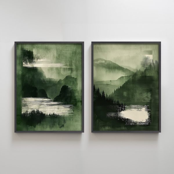 Abstract Minimalist Home Decoration Paintings Texture Printing Green Mountain River Paintings for Home Decor - Image 5