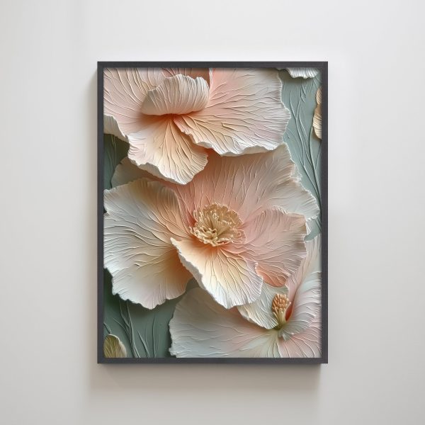 Pink Petal Flowers Textured Art Print Wall Decor for Living Room Modern Floral Wall Art Decorations